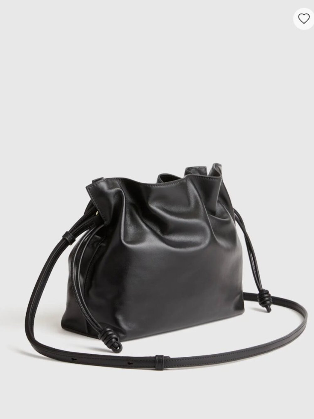 Quince Italian Leather Drawstring Pouch Crossbody Bag Black